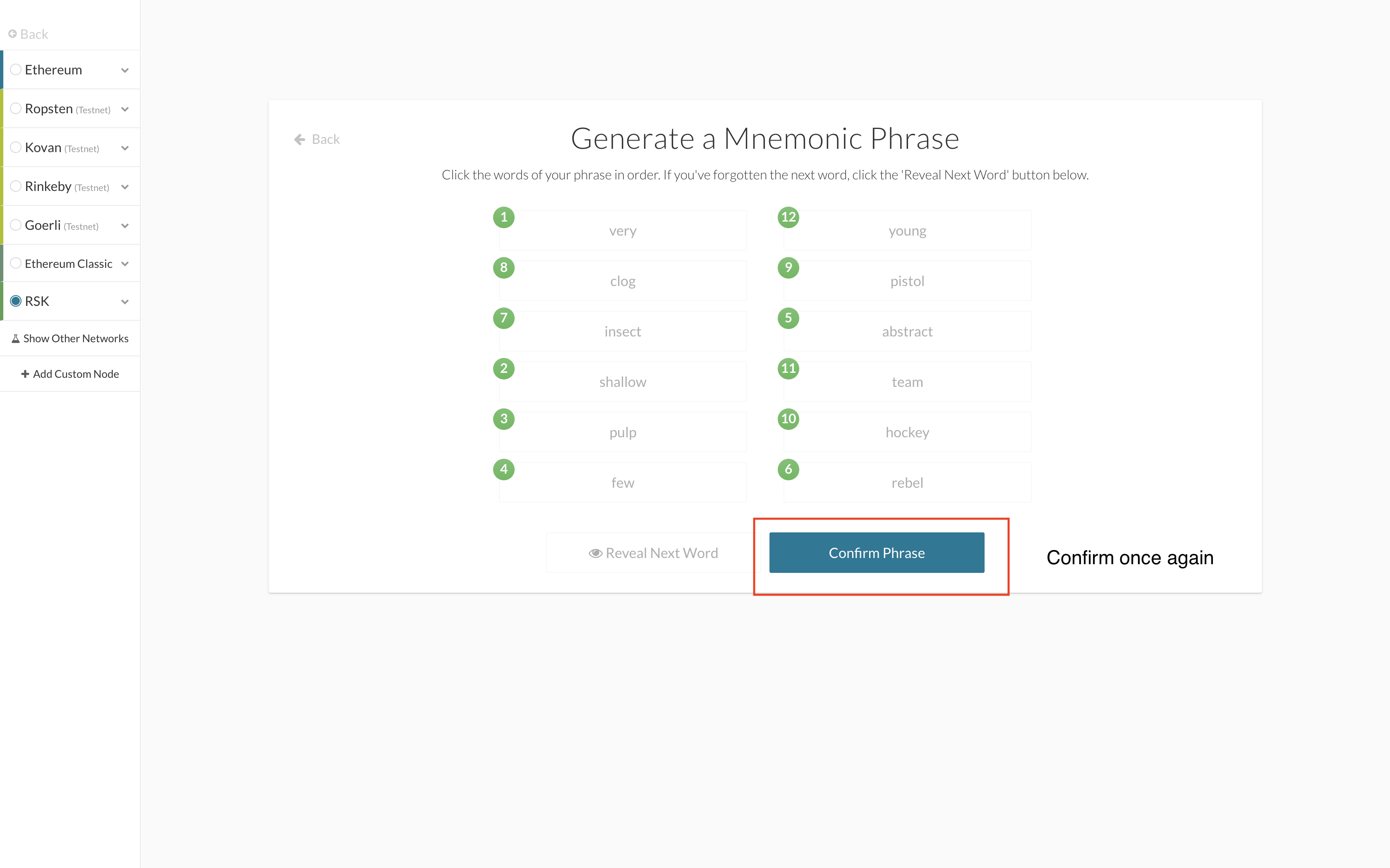 unlock an address of wallet